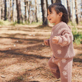 Embroidered Knit Flare Pant - Wood Rose