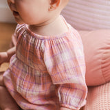 Long Sleeve Bubble Woven Romper - Check