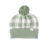 Jacquard Knit Beanie - Sage Gingham