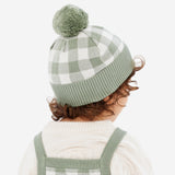 Jacquard Knit Beanie - Sage Gingham