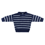 Chunky Rib Knit Jumper - Navy Stripe