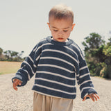 Chunky Rib Knit Jumper - Navy Stripe