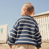 Chunky Rib Knit Jumper - Navy Stripe