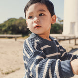 Chunky Rib Knit Jumper - Navy Stripe