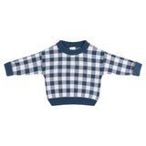Jacquard Knit Jumper - Navy Gingham