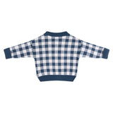 Jacquard Knit Jumper - Navy Gingham