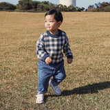 Jacquard Knit Jumper - Navy Gingham