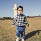 Jacquard Knit Jumper - Navy Gingham