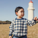 Jacquard Knit Jumper - Navy Gingham