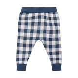 Jacquard Knit Pant- Navy Gingham