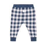 Jacquard Knit Pant- Navy Gingham