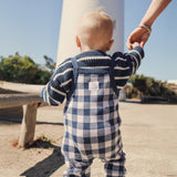 Jacquard Knit Overall - Navy Gingham