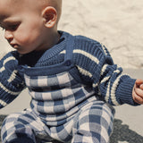 Jacquard Knit Overall - Navy Gingham