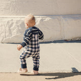 Jacquard Knit Overall - Navy Gingham