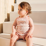 Jacquard Knit Frill Romper - Hibiscus