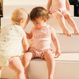 Jacquard Knit Frill Romper - Hibiscus