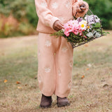 Embroidered Knit Flare Pant - Pearl
