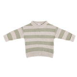 Textured Knit Jumper - Light Sage Stripe