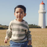 Textured Knit Jumper - Light Sage Stripe
