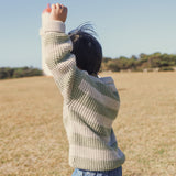 Textured Knit Jumper - Light Sage Stripe
