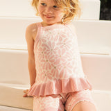 Jacquard Frill Sleeveless Top - Hibiscus