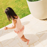 Jacquard Frill Sleeveless Top - Hibiscus