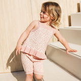 Jacquard Frill Sleeveless Top - Hibiscus