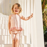 Jacquard Frill Sleeveless Top - Hibiscus