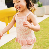 Jacquard Frill Sleeveless Top - Hibiscus