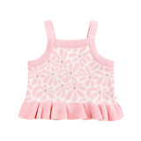 Jacquard Frill Sleeveless Top - Hibiscus
