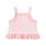 Jacquard Frill Sleeveless Top - Hibiscus