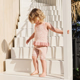 Jacquard Knit Scallop Bike Short - Hibiscus