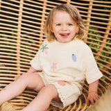 Beach Motif Knitted Tee - Coconut