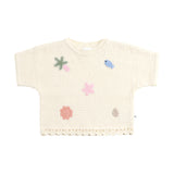 Beach Motif Knitted Tee - Coconut