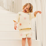 Beach Motif Knitted Short - Coconut