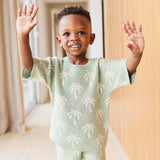 Palm Knit Jacquard Top - Sage