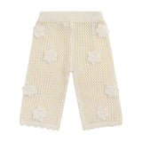 Knit Crochet Daisy Flare Pant - Vanilla