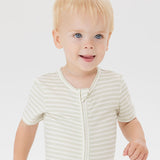 Day or Night Onesie Short Sleeve - Sage Stripe