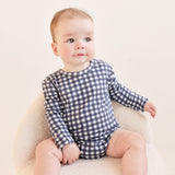 Comfy Bodysuit Long Sleeve - Navy Gingham
