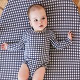 Comfy Bodysuit Long Sleeve - Navy Gingham
