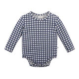 Comfy Bodysuit Long Sleeve - Navy Gingham