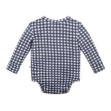 Comfy Bodysuit Long Sleeve - Navy Gingham