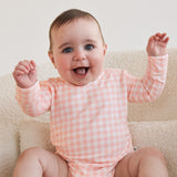 Comfy Bodysuit Long Sleeve - Petal Gingham