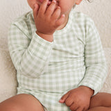 Comfy Bodysuit Long Sleeve - Sage Gingham