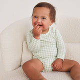 Comfy Bodysuit Long Sleeve - Sage Gingham