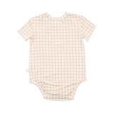 Comfy Bodysuit Short Sleeve - Neutral Gingham