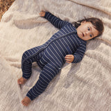 Waffle Day Or Night Onesie - Navy Stripe