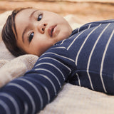 Waffle Day Or Night Onesie - Navy Stripe