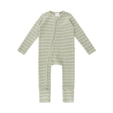 Waffle Day Or Night Onesie - Sage Stripe