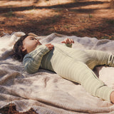 Waffle Day Or Night Onesie - Sage Stripe